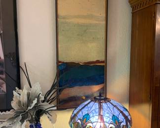 Original Oil Painting and Tiffany Style Table Lamp
