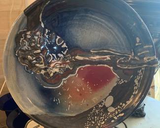 JK Sunhouse Large Ceramic Art Plate, 1991 Signed