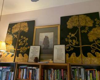 Four Black and Gold Lacquer Screens