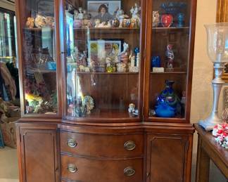 1950s Drexel Mahogany Bowed Front China Cabinet