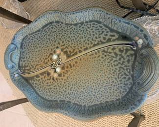 Hank Goodman Large Oval Ceramic Art Platter, Stamped