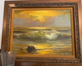 E John Robinson, American 1922-2008, Original Oil Seascape Painting Signed