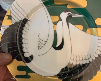 Fitz and Floyd “Golden Tancho Stork” Dessert Plates