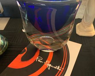 Pino Signoretto Signed Murano Vase and Book