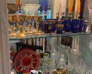 Antique Glassware and Small Animal Statue Collection