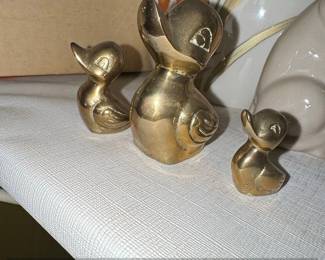 Leonard Silver Mfg. Co. Solid Brass Duck Family Figurines