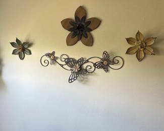 Metal Flower and Butterfly Wall Decor Set