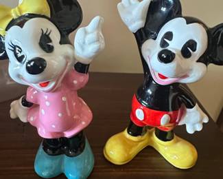 Vintage Mickey and Minnie Mouse Ceramic Figurines