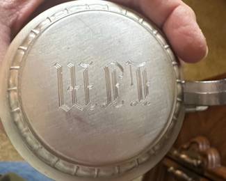 Glass Beer Stein with Pewter Lid and Engraved Monogram second image