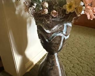 Decorative Ceramic Vase with Faux Floral Arrangement