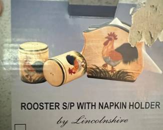 Lincolnshire Rooster Salt and Pepper Shakers with Napkin Holder second image