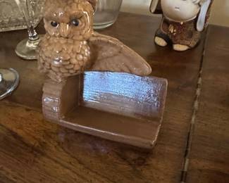 Vintage Ceramic Owl Ashtray or Trinket Dish