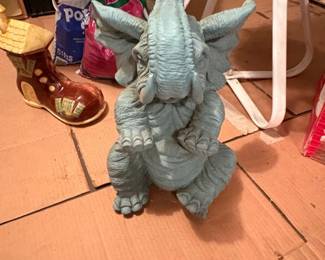 Blue Elephant Garden Statue