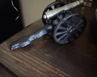 Cast Iron Toy Cannon with SilverTone Barrel