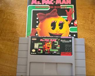 Ms. PacMan Super Nintendo Game Cartridge and Instruction Booklet