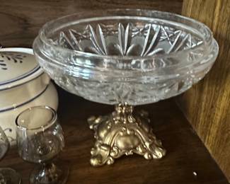 Vintage Crystal Footed Candy Dish with Lid second image