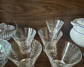 Vintage Etched Crystal Martini Glasses Set second image