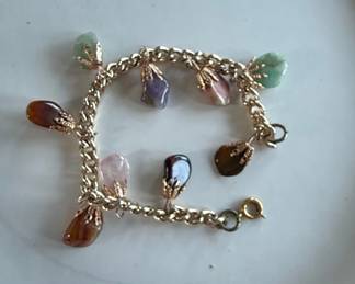Charm Bracelet with Assorted Gemstone Pendants