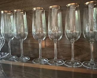 Set of Gold Rimmed Flute Glasses Mikasa