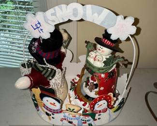 Let It Snow Snowman Sleigh Decorative Basket
