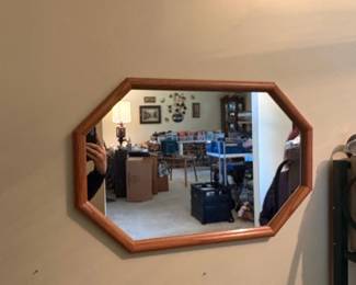 Octagonal Wood Framed Mirror