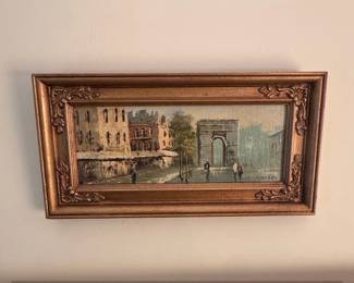 Parisian Street Scene Oil Painting with Arc de Triomphe by Caroline Burnett