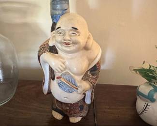 Vintage Japanese Kutani Hotei Figurine with Fan