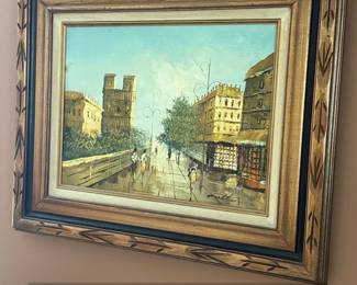 Original Oil Painting Paris Street Scene by Artist Melita