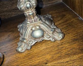 Vintage Cut Crystal Candy Dish with Ornate BrassTone Base second image