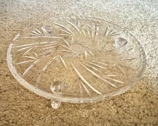 Crystal Glass Footed Cake Stand and Chip and Dip Platter