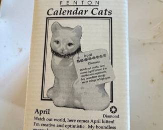 Fenton Calendar Cats April Figurine