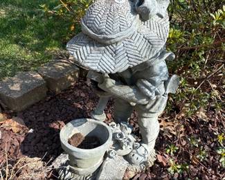 Garden Gnome Statue with Flower Pot and Book