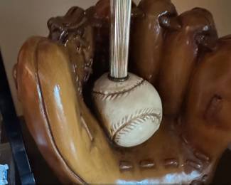 Vintage Baseball Glove and Ball Chalkware Table Lamp second image