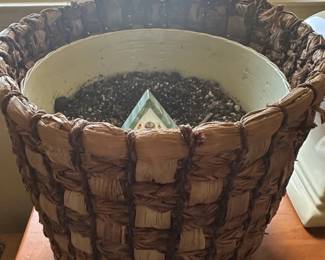 Woven Hyacinth Planter Basket with Ceramic Insert