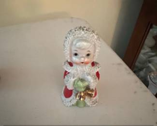 Vintage Napco Ceramic Christmas Figurine Girl with Gift