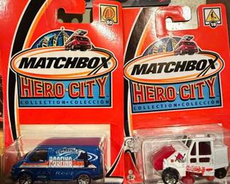 Matchbox Hero City Collection Street Sweeper and Ford Transit Van