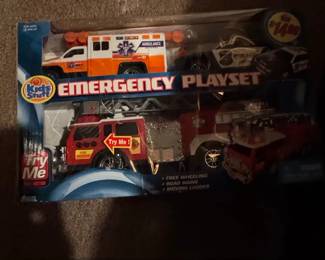 Kids Stuff Emergency Playset with Ambulance, Police Car, and Fire Truck