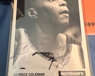 Derrick Coleman Signed  NBA Hoops Rookie Card