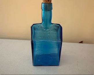 E.G. Boozs Old Cabin Whiskey Cobalt Blue Glass Bottle