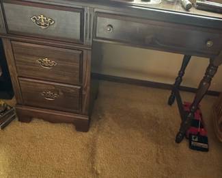 Dark Wood Writing Desk with Drawers