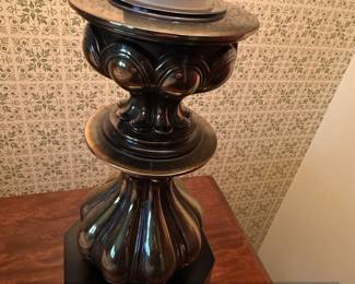 Vintage Stiffel Candlestick Table Lamp with Textured Shade second image