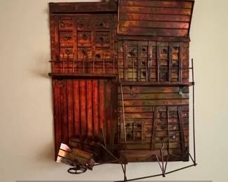 MidCentury Modern Curtis Jere Style Metal Wall Sculpture