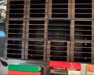 Vintage Video Game Cartridge Storage Rack with Atari Games