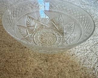 Cut Glass Crystal Punch Bowl with Starburst and Fan Pattern