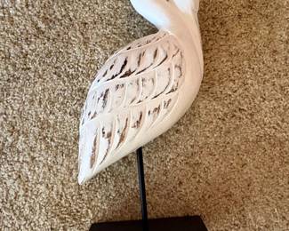 Carved Wooden Swan Figurine on Stand