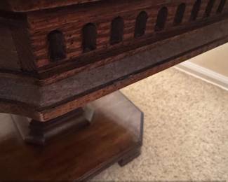 Octagonal Pedestal Side Table with Inlaid Top third image