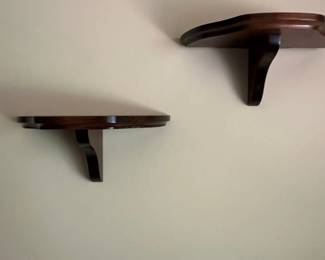 Set of Dark Wood Scalloped Edge Decorative Wall Shelves
