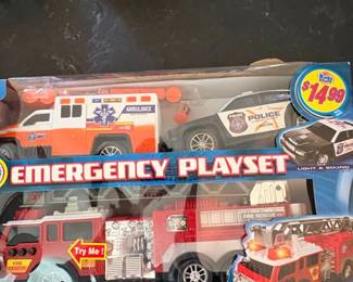 Emergency Playset with Ambulance, Police Car, and Fire Truck
