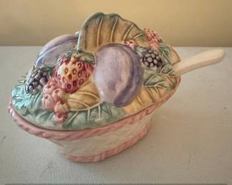 Ceramic Fruit Basket Condiment Dish with Spoon