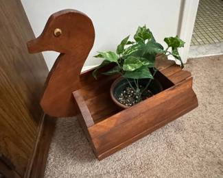 Vintage Wooden Duck Planter